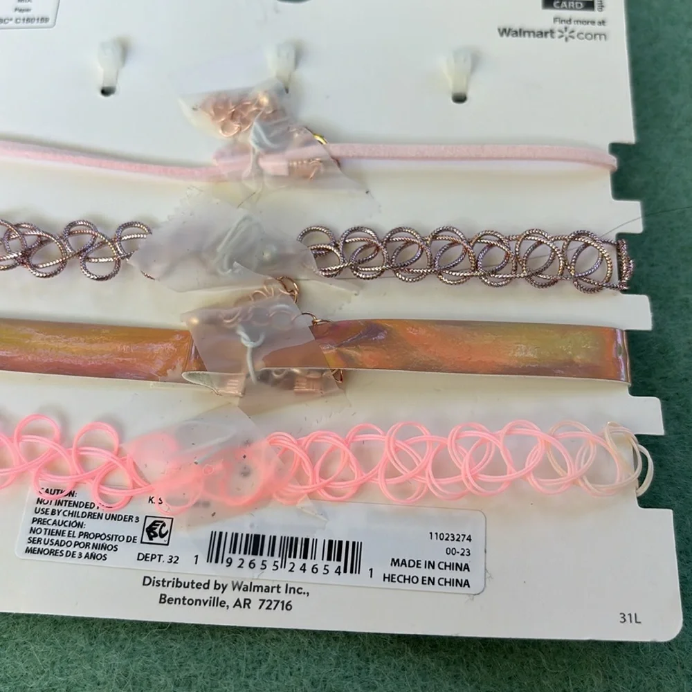 NWT Wonder Nation 4 12” Chokers 2 Extenders 3 Rings Set Butterfly Love Stretch